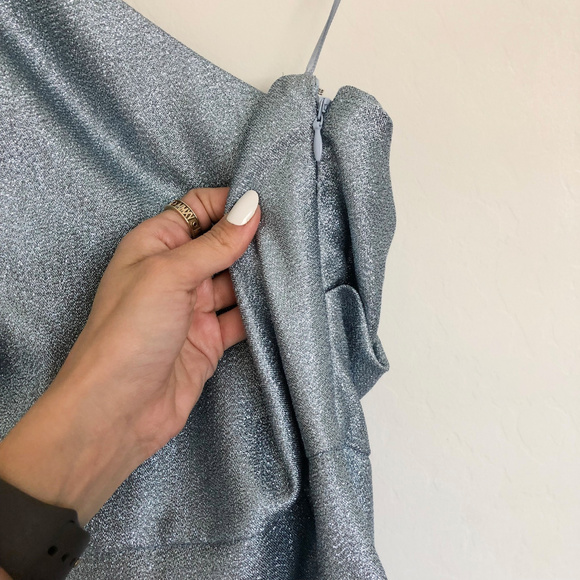 TOPSHOP Blue One-Shoulder Ruffle Minidress - Picture 4 of 7